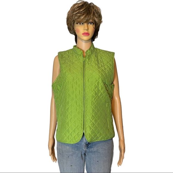 Green Silk Quilted Vest - Picture 2 of 5